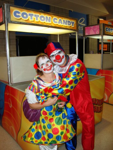 Jennifer Rebholz and her husband on their first date, both dressed as clowns